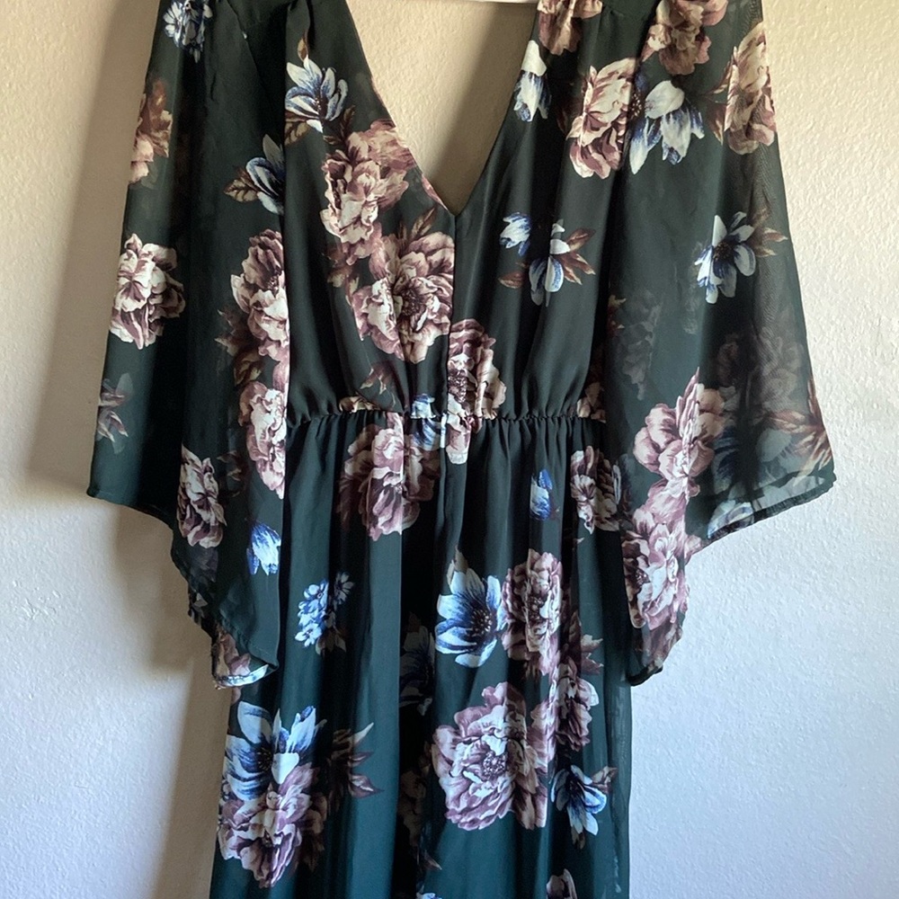 Bailey Blue Pink and White Maxi Dress with Flutter Sleeves